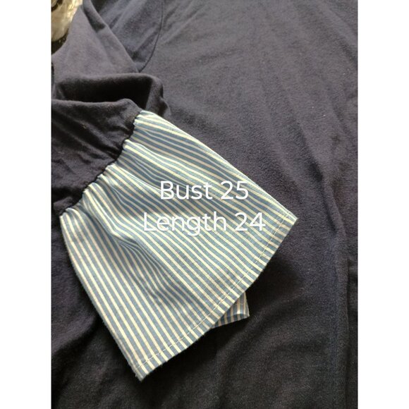 Westbound Womens V-Neck Navy Top With Striped Bell Sleeves 2X - Picture 5 of 7